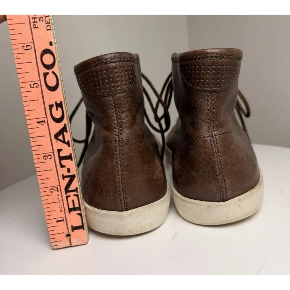 Frye Brett High Top Leather Sneakers Brown Lace Up Casual Mens 10.5 Minimalist - Picture 8 of 14